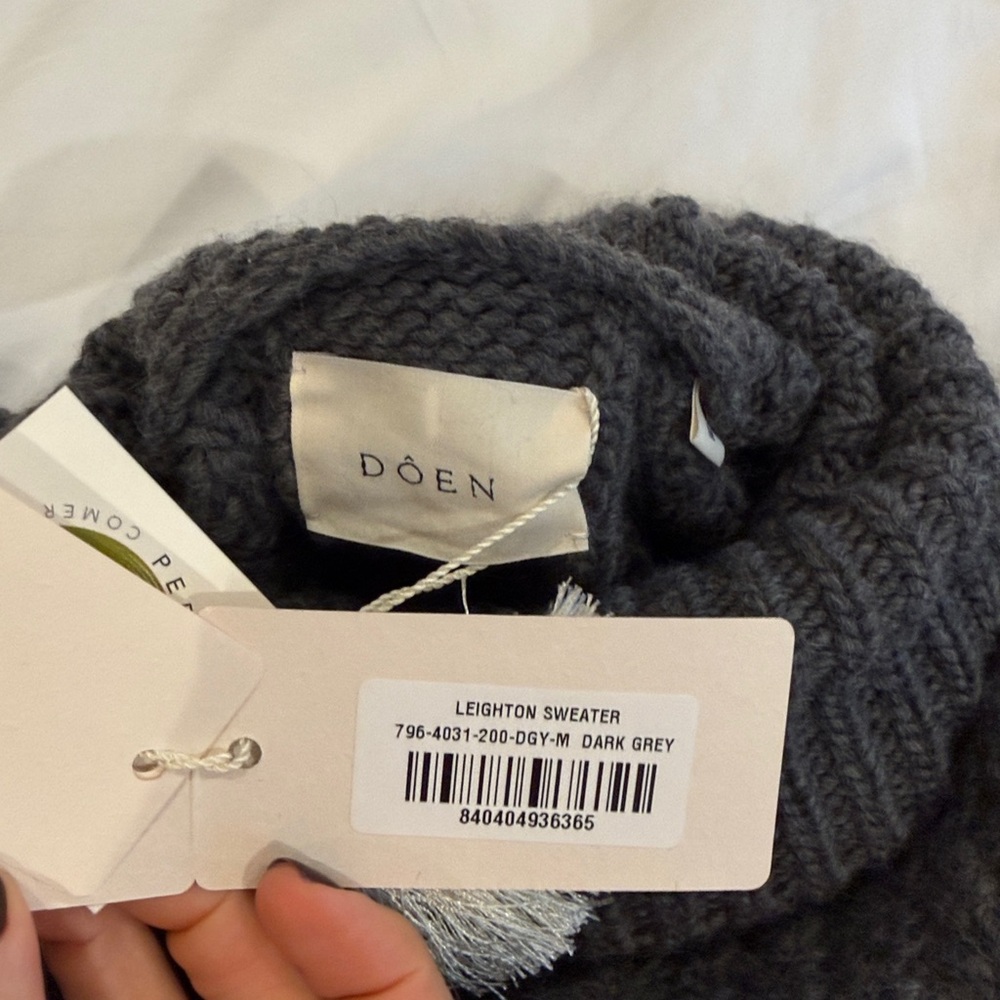 NWT- DOEN Leighton Sweater- Dark Grey - Picture 3 of 7